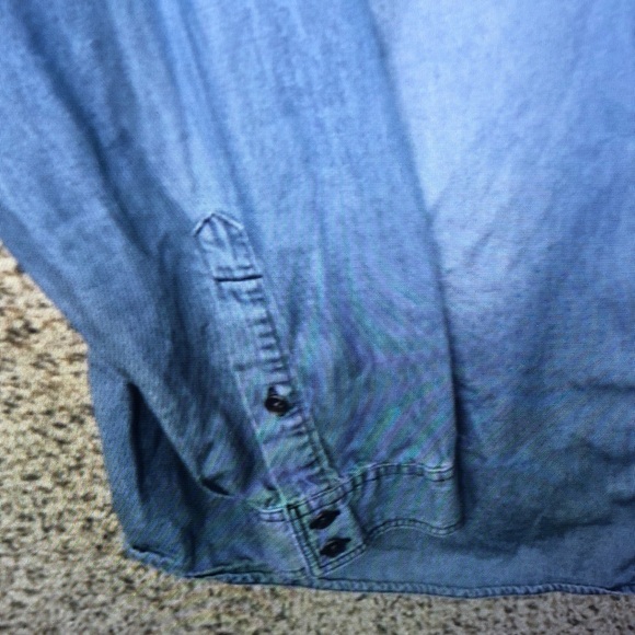 Light Indigo Denim Button-Down Shirt - Picture 2 of 7